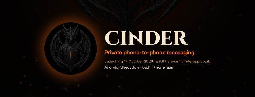 Cinder: private messaging that leaves nothing behind
